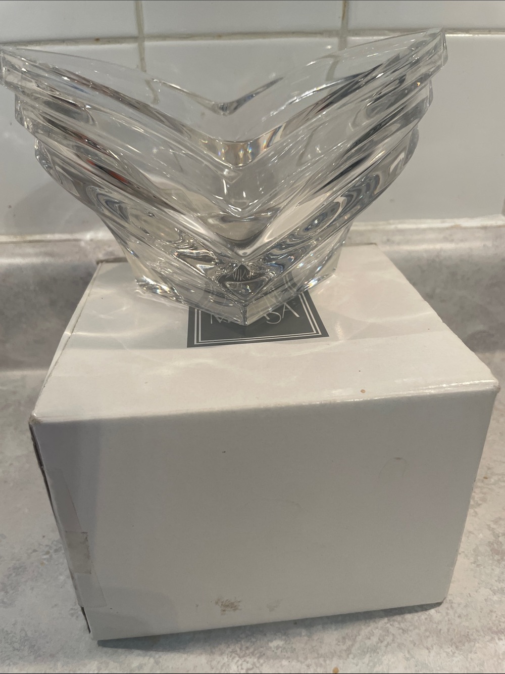 Vintage Mikasa Deco Crystal Fluted Candle Holder/Bowl